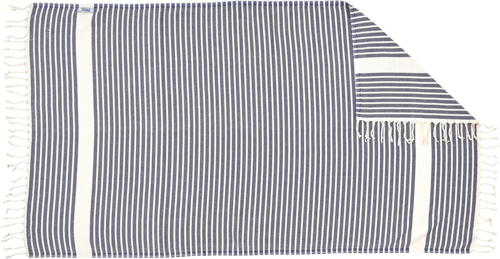 H.O.C.K. Decke Lovely Stripes mit Fransen 100x180cm navy-blau