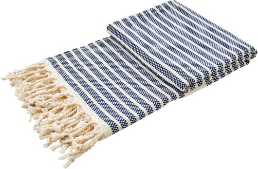 H.O.C.K. Decke Lovely Stripes mit Fransen 100x180cm navy-blau