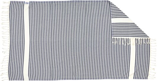 H.O.C.K. Decke Lovely Stripes mit Fransen 100x180cm navy-blau