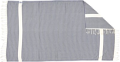 H.O.C.K. Decke Lovely Stripes mit Fransen 100x180cm navy-blau