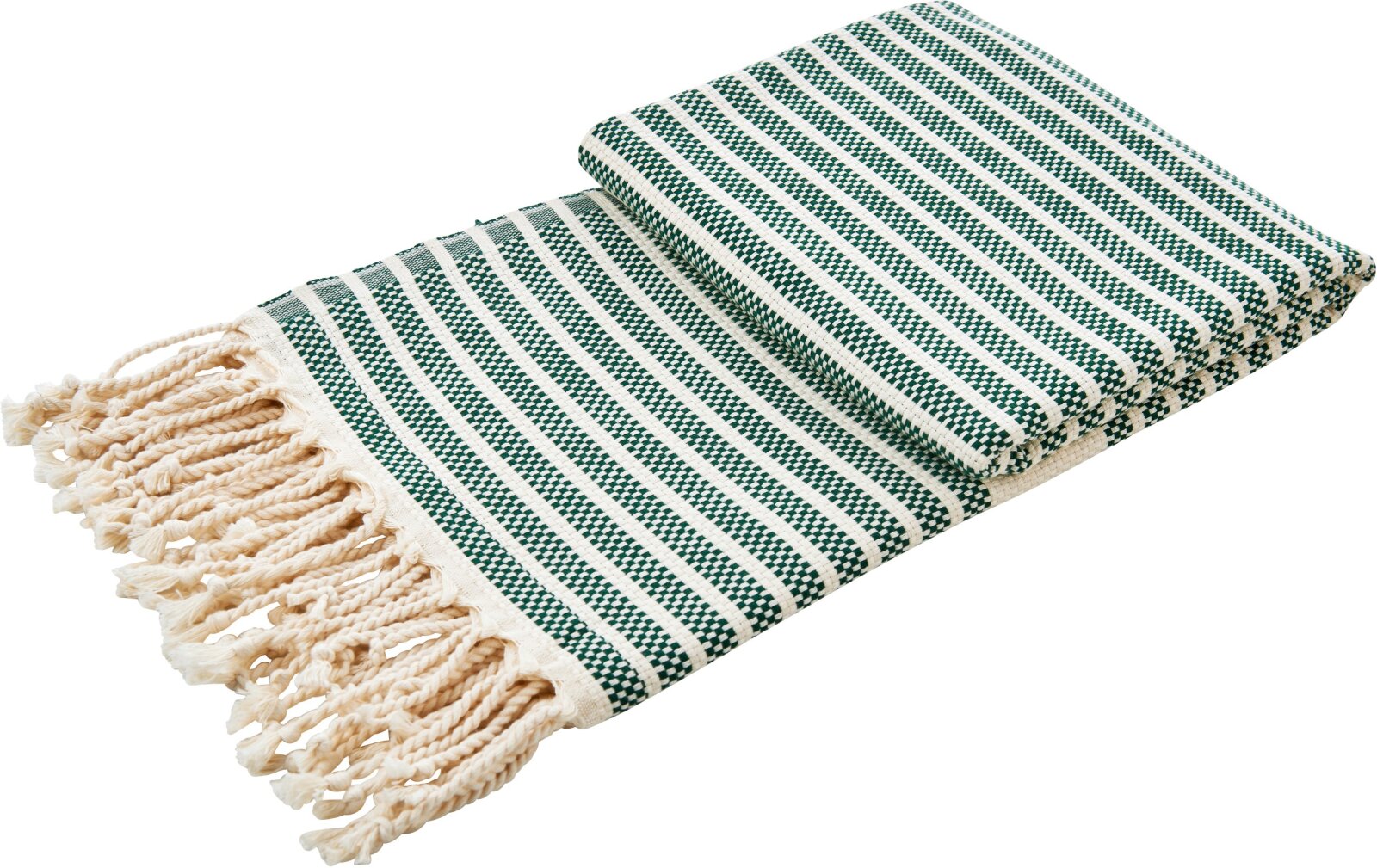 H.O.C.K. Decke Lovely Stripes mit Fransen 100x180cm grün