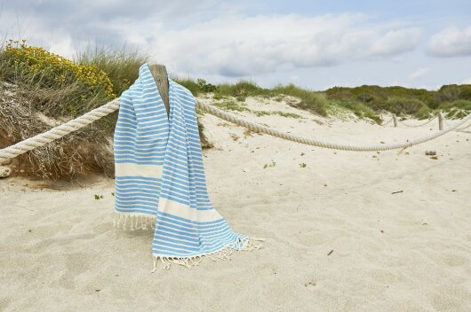 H.O.C.K. Decke Lovely Stripes mit Fransen 100x180cm grün