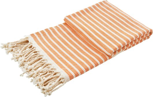 H.O.C.K. Decke Lovely Stripes mit Fransen 100x180cm orange