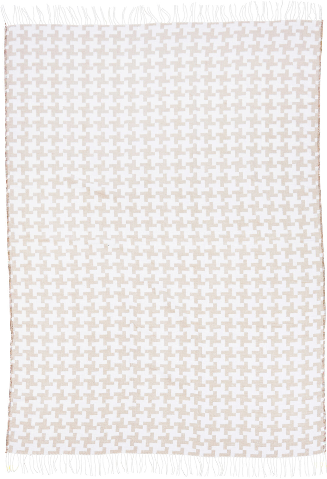 H.O.C.K. Decke Tinka Criss-Cross 150x200cm mit Fransen beige