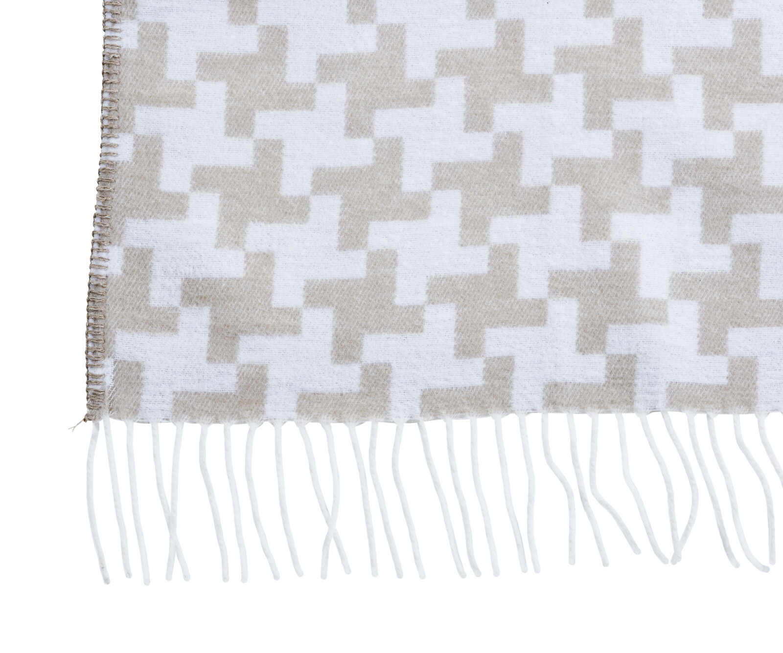 H.O.C.K. Decke Tinka Criss-Cross 150x200cm mit Fransen beige