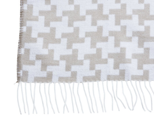 H.O.C.K. Decke Tinka Criss-Cross 150x200cm mit Fransen beige