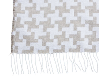 H.O.C.K. Decke Tinka Criss-Cross 150x200cm mit Fransen beige