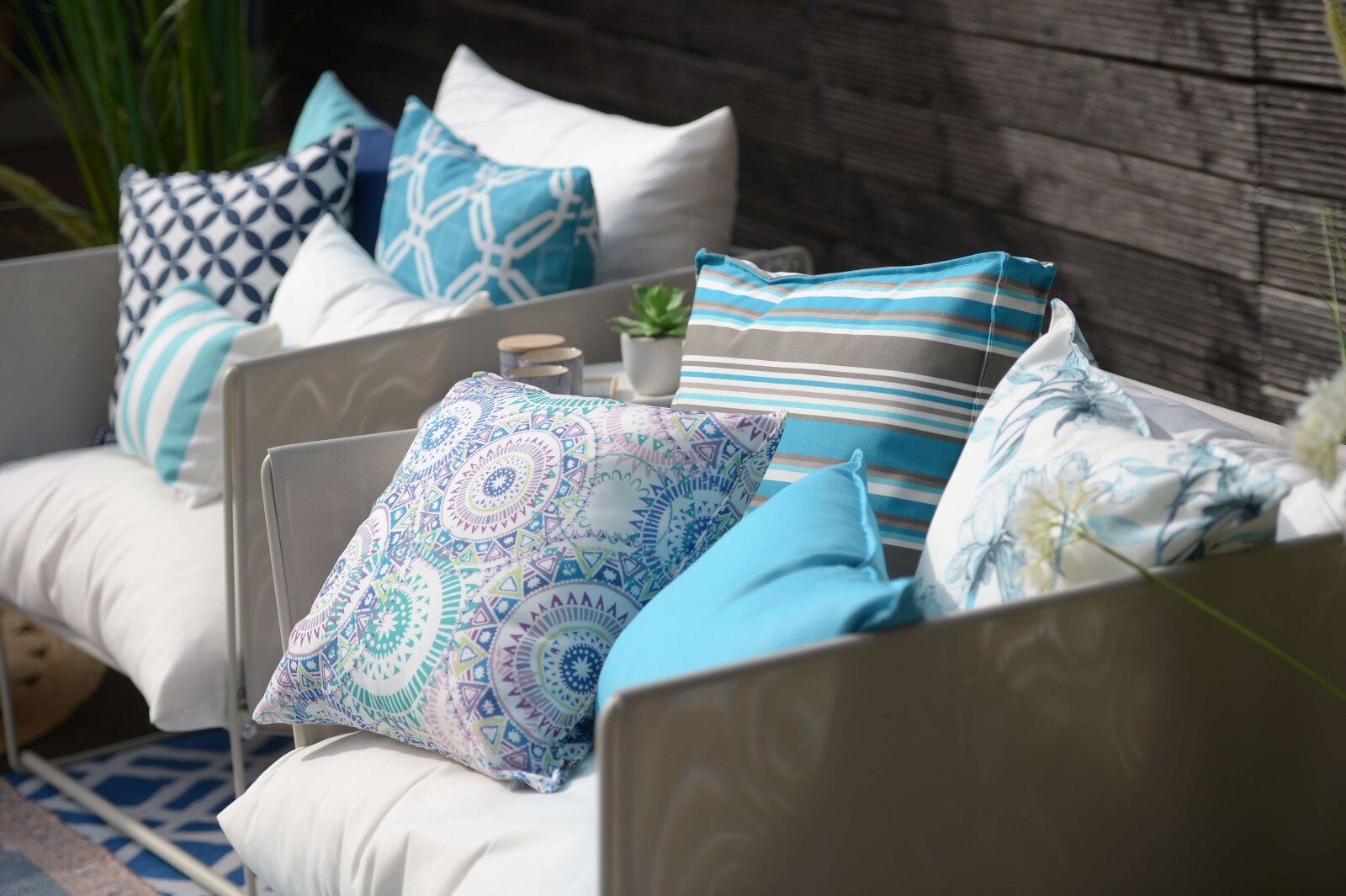 H.O.C.K. Yucatan Outdoor Kissen 60x60cm aqua blue