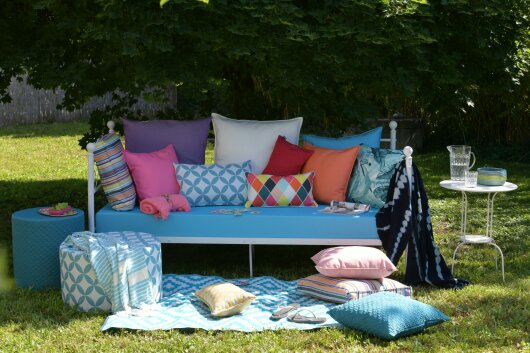 H.O.C.K. Luna Outdoor Hocker rund Pouf ø60x40cm petrol türkis