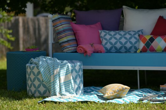 H.O.C.K. Luna Outdoor Hocker rund Pouf ø60x40cm petrol türkis
