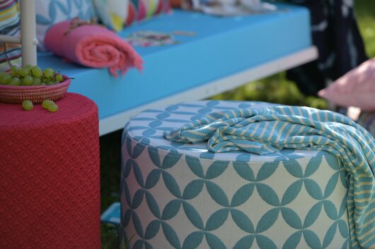 H.O.C.K. Luna Outdoor Hocker rund Pouf ø60x40cm petrol türkis