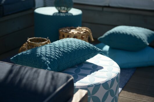 H.O.C.K. Luna Outdoor Hocker rund Pouf ø60x40cm petrol türkis