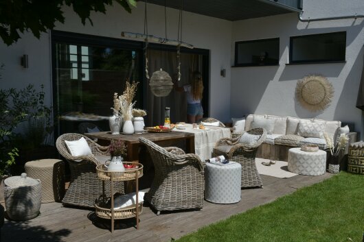 H.O.C.K. Luna Outdoor Hocker rund Pouf ø60x40cm natur