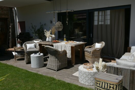 H.O.C.K. Luna Outdoor Hocker rund Pouf ø60x40cm natur