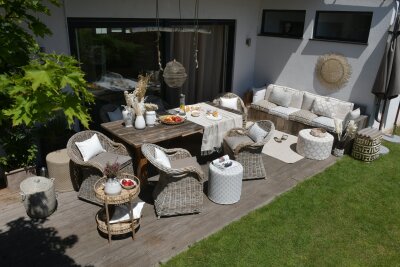 H.O.C.K. Luna Outdoor Hocker rund Pouf ø60x40cm natur