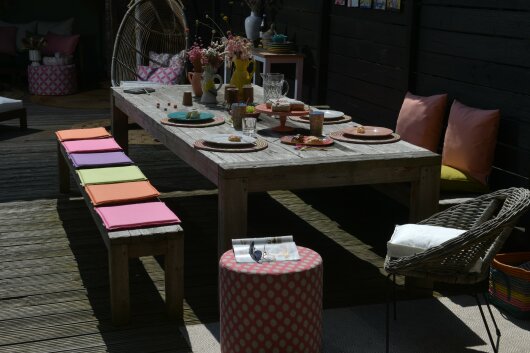 H.O.C.K. Luna Outdoor Hocker rund Pouf ø60x40cm berry