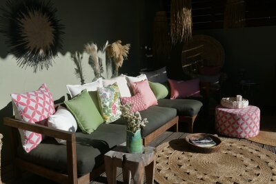 H.O.C.K. Luna Outdoor Hocker rund Pouf ø60x40cm berry