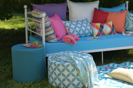H.O.C.K. Giulio Outdoor Hocker rund Pouf ø45x45cm petrol