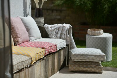 H.O.C.K. Allam Outdoor Kissen kariert 50x50cm mit Biese...