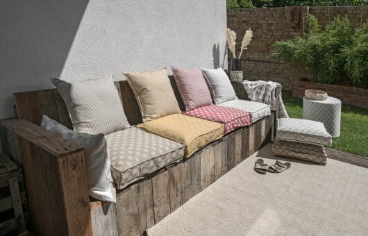 H.O.C.K. Allam Outdoor Kissen kariert 50x50cm mit Biese natur nanu