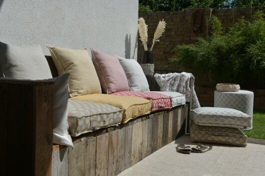 H.O.C.K. Allam Outdoor Kissen kariert 50x50cm mit Biese beige nanu