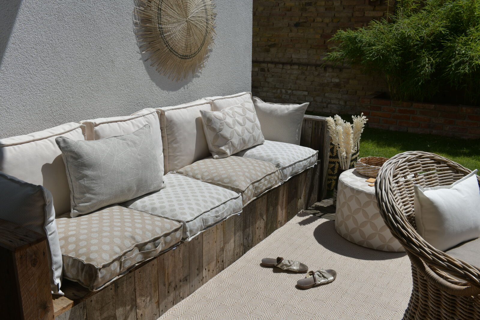 H.O.C.K. Banno dots Outdoor Matratzenkissen Punkte 50x50x10cm beige nanu