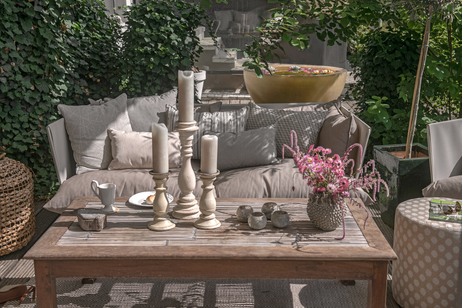 H.O.C.K. Niko Outdoor Kissen Zick-Zack 60x40cm taupe nanu