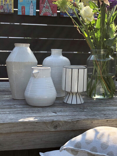 KRST Vase / Krug Steingut 20x17,5x20cm weiß