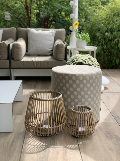 H.O.C.K. Banno dots Outdoor Hocker rund Pouf ø45x45cm Punkte beige nanu