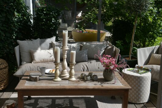H.O.C.K. Banno dots Outdoor Hocker rund Pouf ø45x45cm Punkte beige nanu