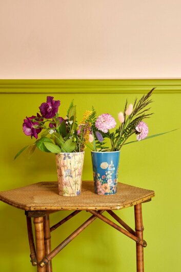 RICE Melamine Cup Tasse Becher Blumen Print blau