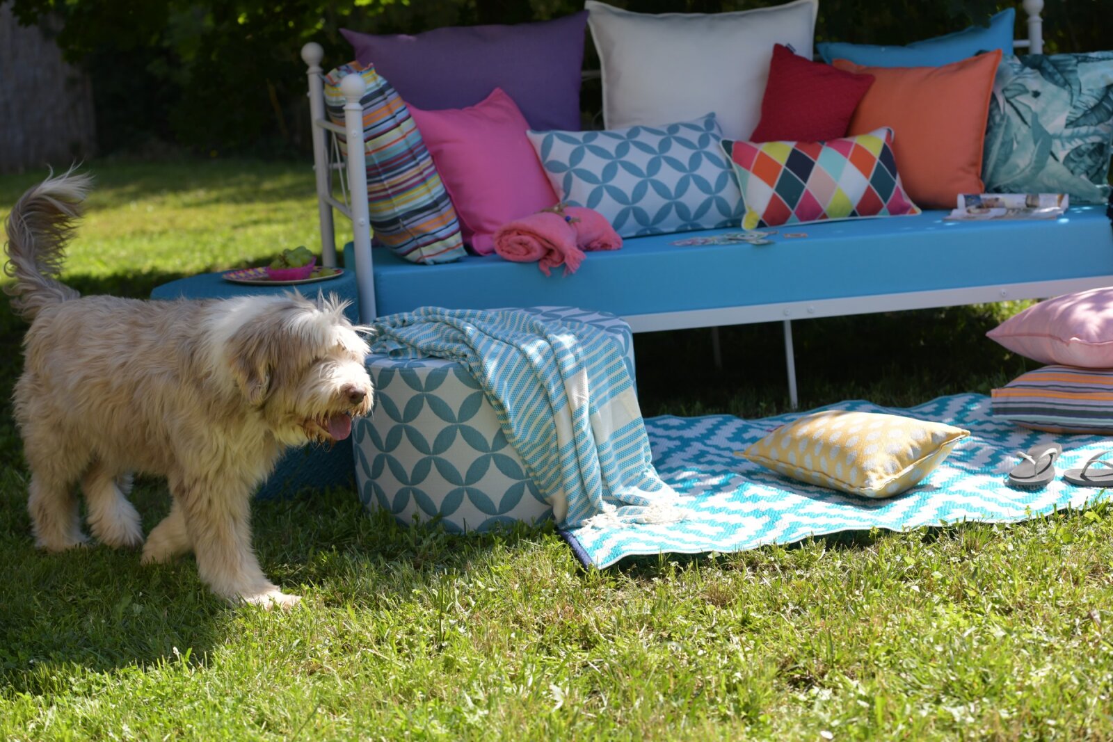 H.O.C.K. Banno dots Outdoor Kissen mit Biese Punkte 50x30cm Punkte gelb nanu