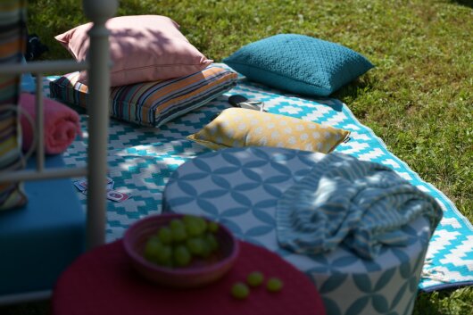 H.O.C.K. Banno dots Outdoor Kissen mit Biese Punkte 50x30cm Punkte gelb nanu