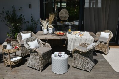 H.O.C.K. Banno dots Outdoor Kissen mit Biese Punkte 50x30cm Punkte beige nanu