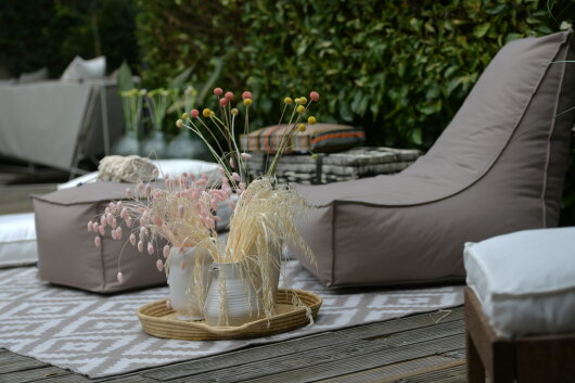 H.O.C.K. Miami Outdoor Blobby Sitzsack ca. 95x95x80cm Lounge-Sessel taupe 11-8008 almond wasserabweisend