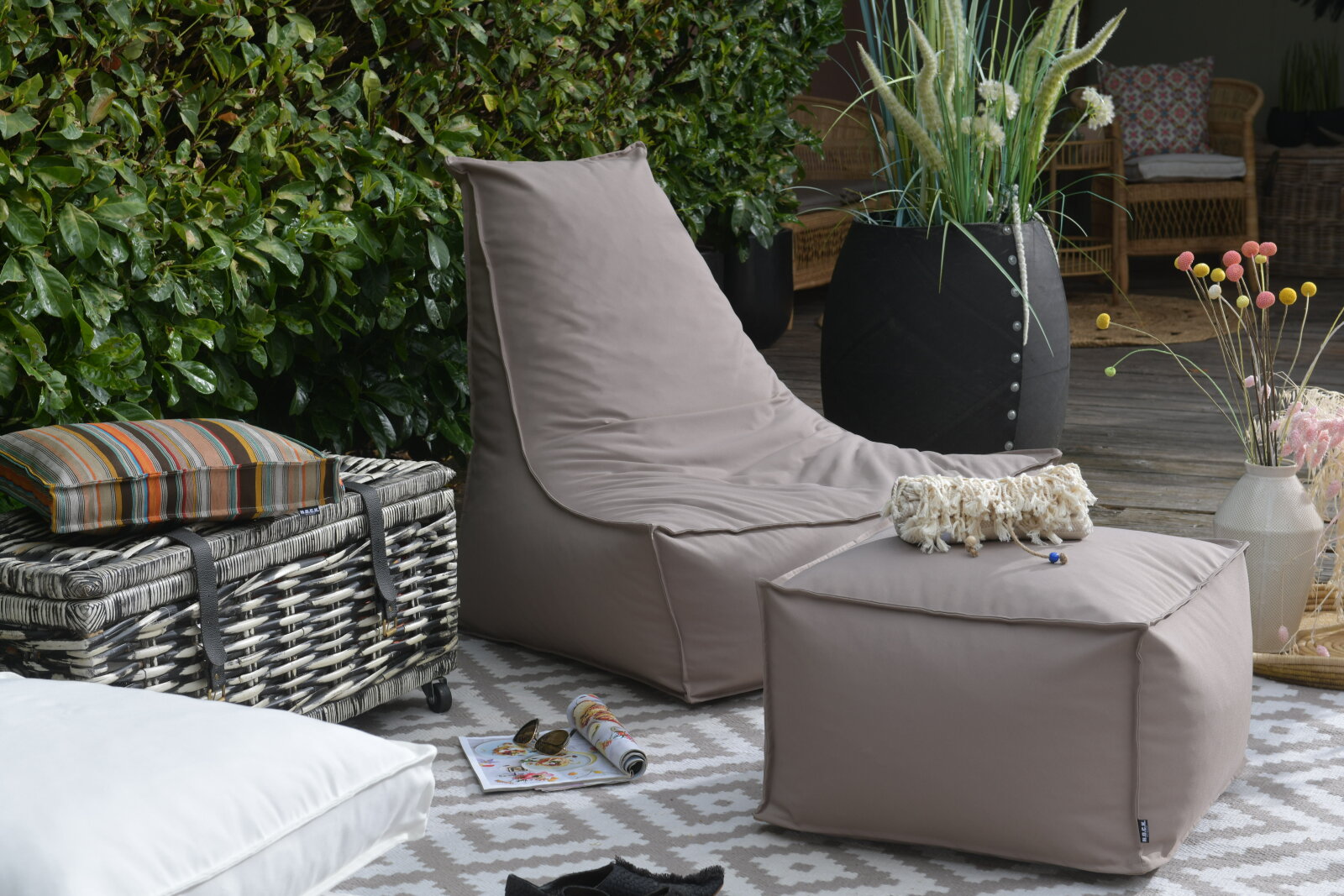 H.O.C.K. Miami Outdoor Blobby Bean Cube Pouf ca. 55x55x35cm taupe 11-8008 almond Cube wasserabweisend