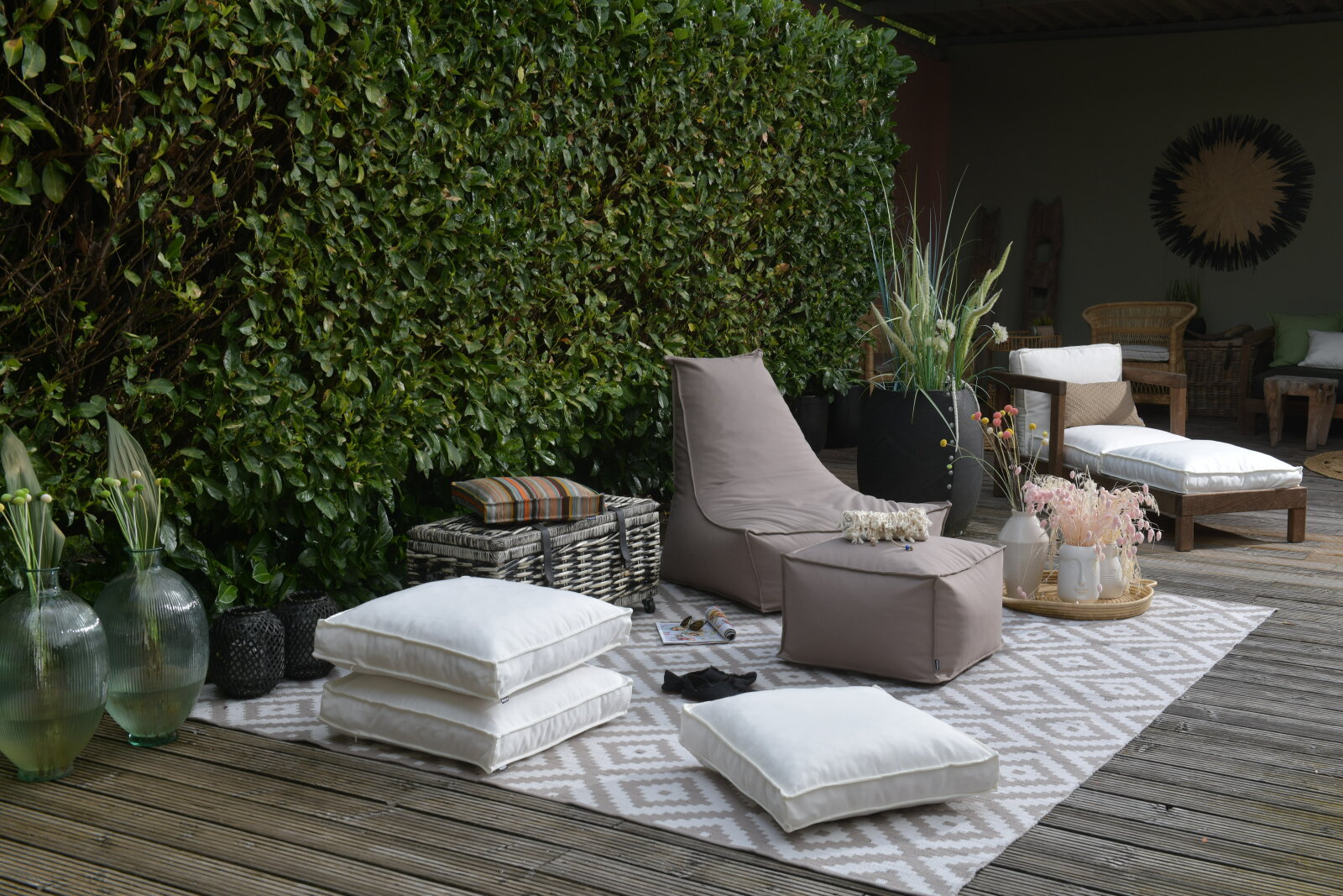 H.O.C.K. Miami Outdoor Blobby Bean Cube Pouf ca. 55x55x35cm taupe 11-8008 almond Cube wasserabweisend