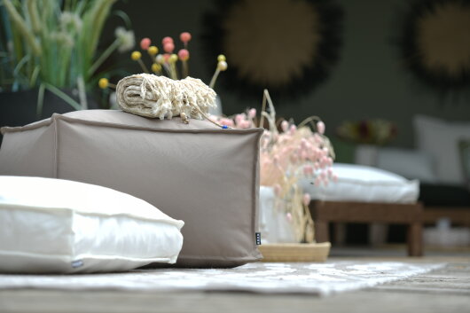 H.O.C.K. Miami Outdoor Blobby Bean Cube Pouf ca. 55x55x35cm taupe 11-8008 almond Cube wasserabweisend