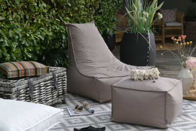 H.O.C.K. Miami Outdoor Blobby Bean Cube Pouf ca. 55x55x35cm taupe 11-8008 almond Cube wasserabweisend