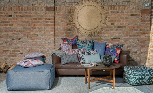 H.O.C.K. Chloe Kissen mit Biese 60x60cm blue-red
