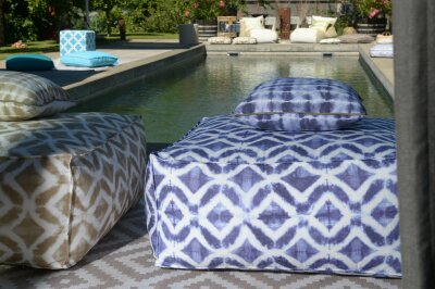 H.O.C.K. Badu Batik Yale Outdoor Loungehocker 90x90x40cm...