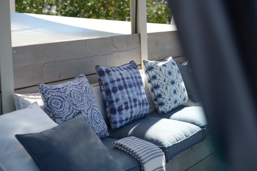 H.O.C.K. Badu Batik Steel Outdoor Kissen mit Keder 50x50cm col. 03 blau