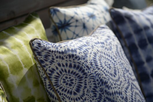 H.O.C.K. Badu Batik Steel Outdoor Kissen mit Keder 50x50cm col. 03 blau