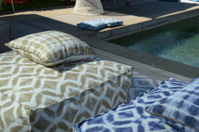 H.O.C.K. Badu Batik Midnight Outdoor Kissen mit Keder 50x50cm col. 01 natur beige