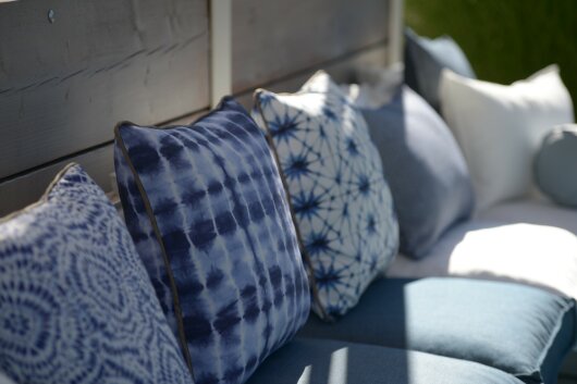 H.O.C.K. Badu Batik Midnight Outdoor Kissen mit Keder 50x50cm col. 03 blau