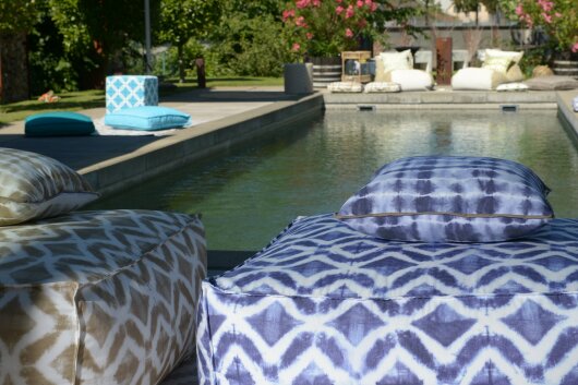 H.O.C.K. Badu Batik Midnight Outdoor Kissen mit Keder 50x50cm col. 03 blau