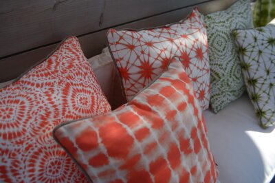 H.O.C.K. Badu Batik Midnight Outdoor Matratzenkissen 50x50x10cm col. 21 orange