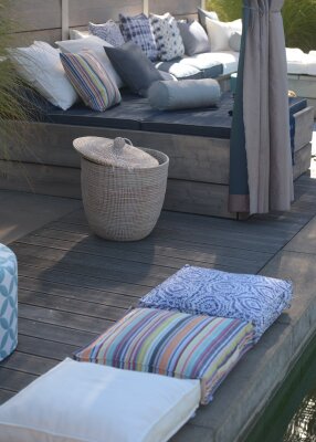 H.O.C.K. Badu Batik Midnight Outdoor Matratzenkissen 50x50x10cm col. 03 blau