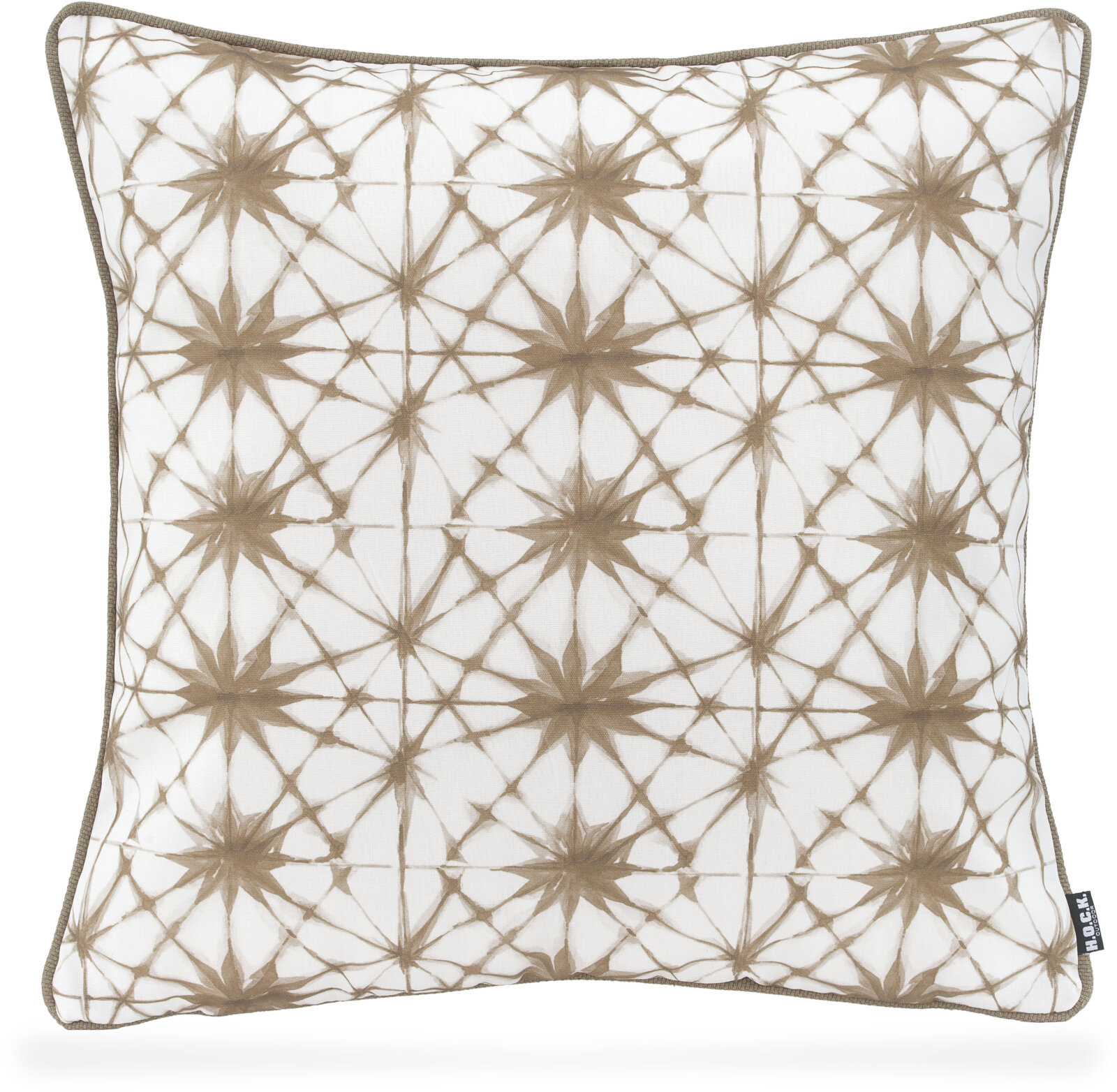 H.O.C.K. Badu Batik Saphire Outdoor Kissen mit Keder 50x50cm col. 01 natur beige