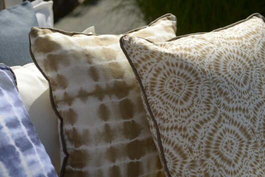 H.O.C.K. Badu Batik Saphire Outdoor Kissen mit Keder 50x50cm col. 01 natur beige